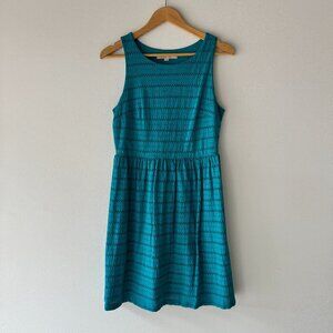 Loft Teal Sleeveless Eyelet Fit-and-Flare Dress